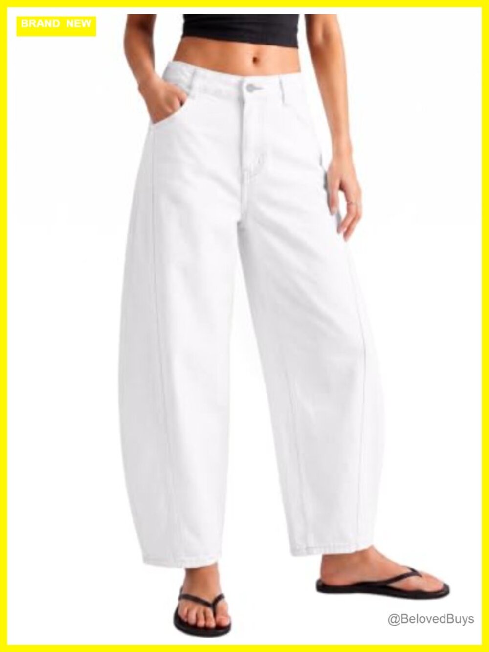 Women's Barrel Jeans Baggy Mid Rise Wide Leg Ankle Denim Pants